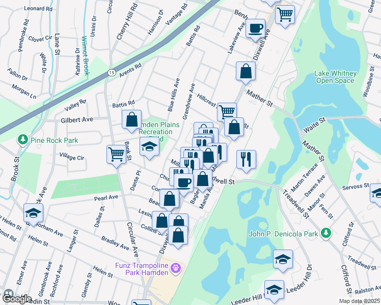 map of restaurants, bars, coffee shops, grocery stores, and more near 19 Cumley Street in Hamden