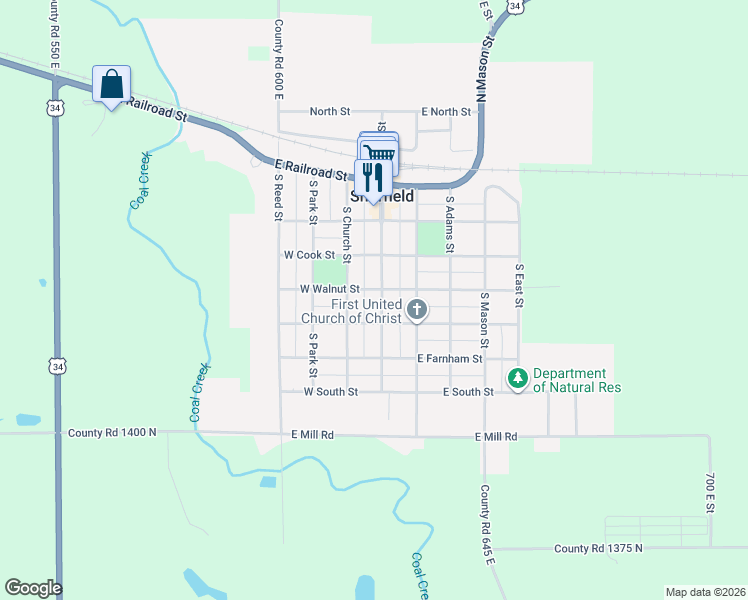 map of restaurants, bars, coffee shops, grocery stores, and more near 405 South Main Street in Sheffield
