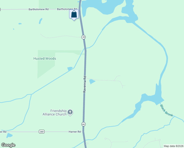 map of restaurants, bars, coffee shops, grocery stores, and more near 18919 Ravenna Road in Chagrin Falls