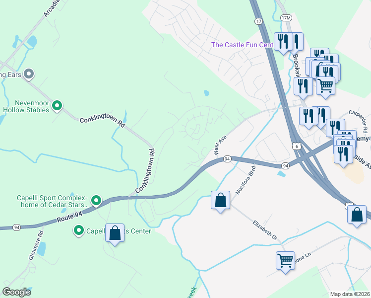 map of restaurants, bars, coffee shops, grocery stores, and more near 14 Hulse Lane in Chester