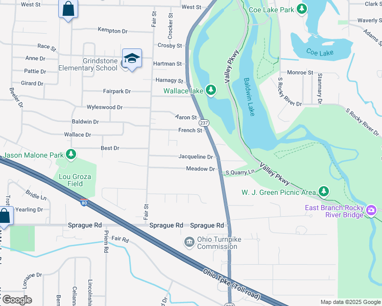 map of restaurants, bars, coffee shops, grocery stores, and more near 62 Jacqueline Drive in Berea