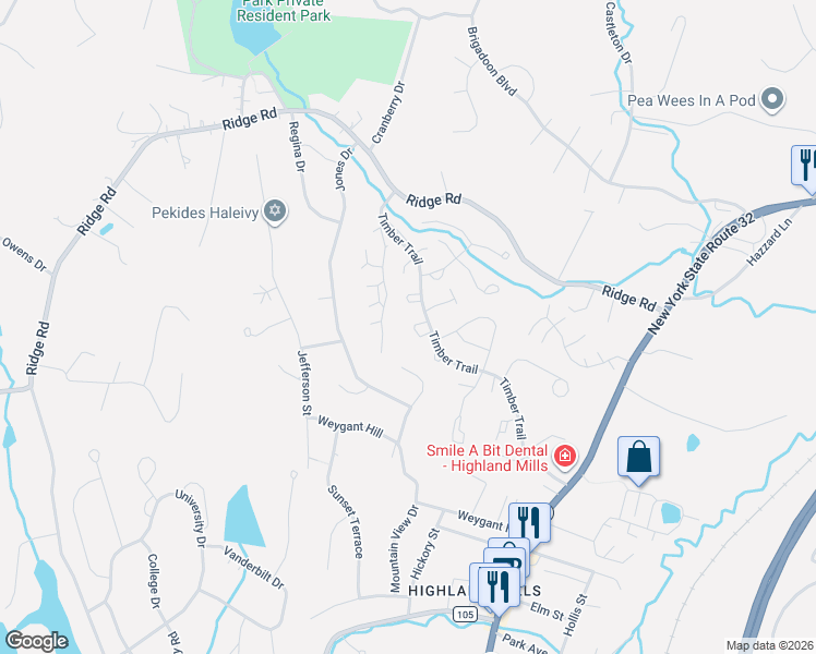 map of restaurants, bars, coffee shops, grocery stores, and more near 15 Butternut Court in Woodbury