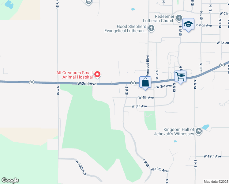 map of restaurants, bars, coffee shops, grocery stores, and more near 2010 West 4th Avenue in Indianola