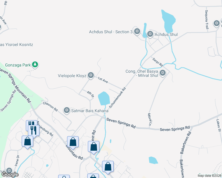 map of restaurants, bars, coffee shops, grocery stores, and more near 10 2nd Street in Woodbury
