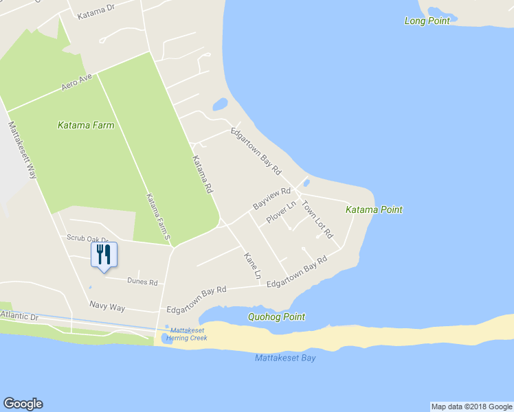 map of restaurants, bars, coffee shops, grocery stores, and more near 32 Bayview Road in Edgartown