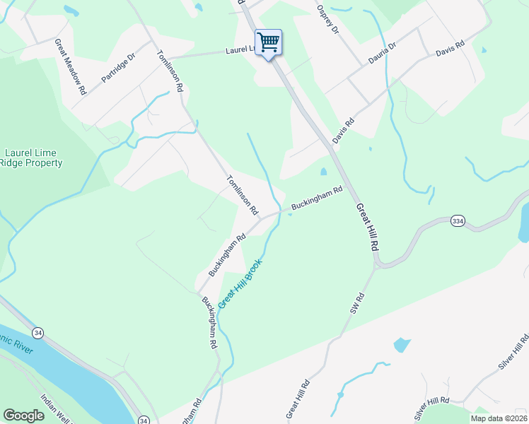 map of restaurants, bars, coffee shops, grocery stores, and more near 26 Buckingham Road in Seymour