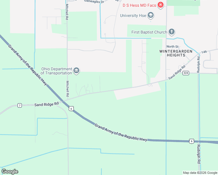 map of restaurants, bars, coffee shops, grocery stores, and more near 14713 Township Highway 7 in Bowling Green