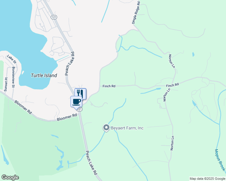 map of restaurants, bars, coffee shops, grocery stores, and more near 1 Finch Road in North Salem