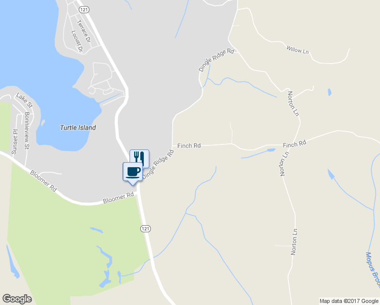 map of restaurants, bars, coffee shops, grocery stores, and more near 1 Finch Road in North Salem