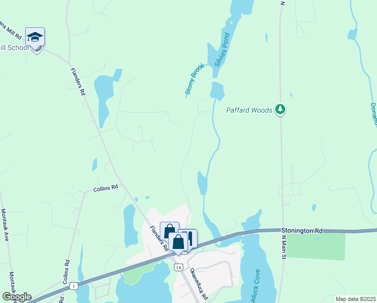 map of restaurants, bars, coffee shops, grocery stores, and more near 125 Briar Patch Road in Stonington