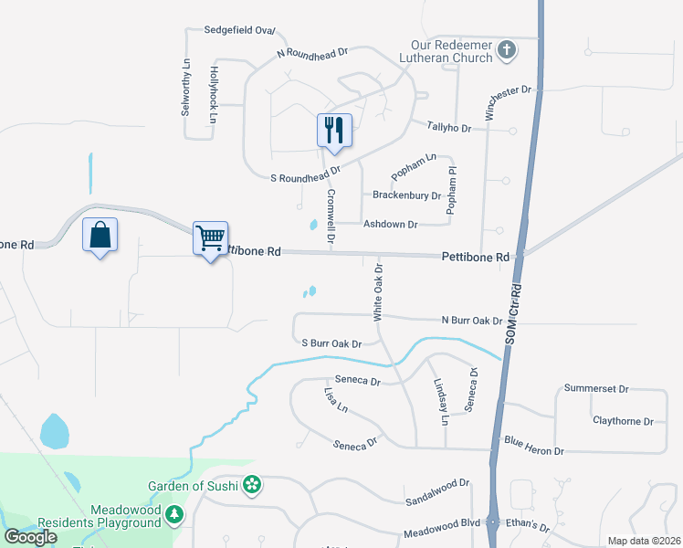 map of restaurants, bars, coffee shops, grocery stores, and more near 32651 North Burr Oak Drive in Solon
