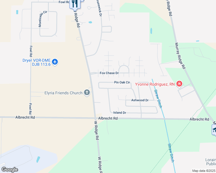 map of restaurants, bars, coffee shops, grocery stores, and more near 378 Pin Oak Circle in Elyria