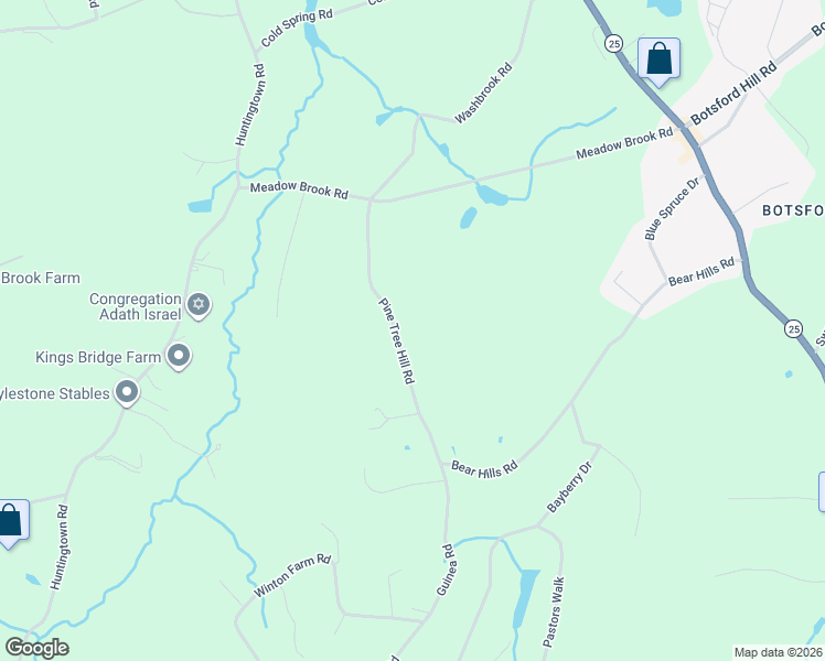 map of restaurants, bars, coffee shops, grocery stores, and more near 17 Pine Tree Hill Road in Newtown