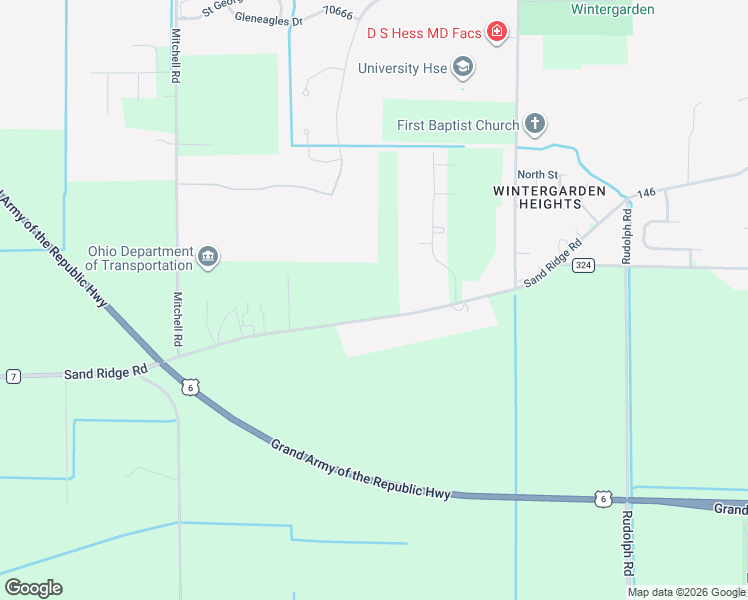 map of restaurants, bars, coffee shops, grocery stores, and more near 14543 Township Highway 7 in Bowling Green