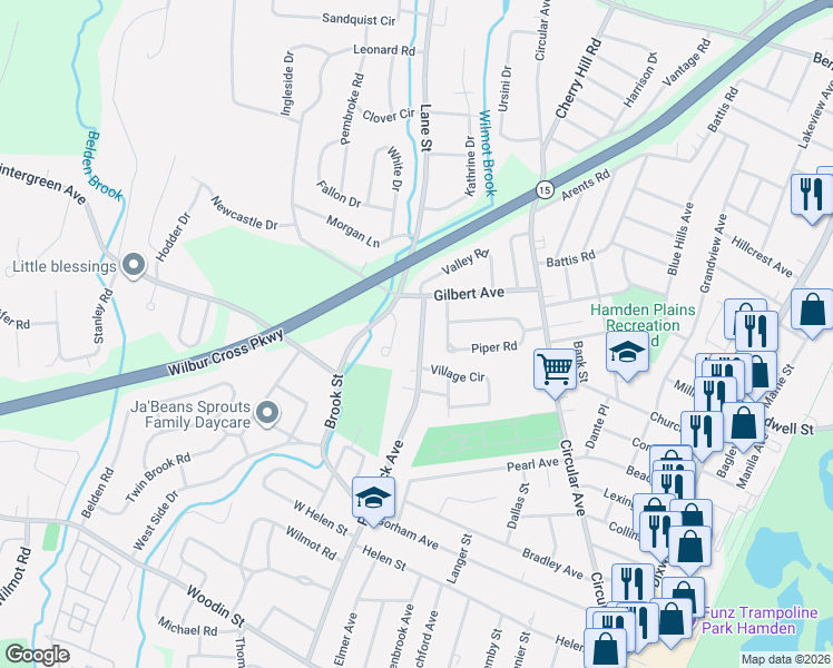 map of restaurants, bars, coffee shops, grocery stores, and more near 832 Pine Rock Avenue in Hamden