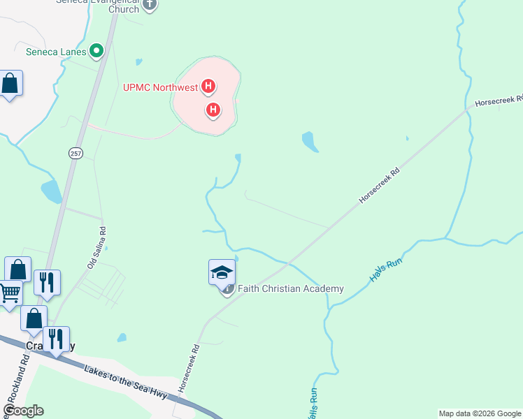 map of restaurants, bars, coffee shops, grocery stores, and more near 100-298 Johnston Lane in Seneca