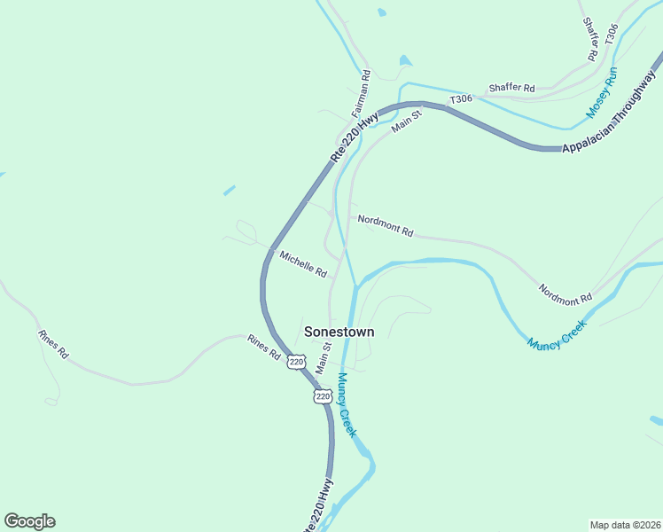 map of restaurants, bars, coffee shops, grocery stores, and more near 43 Outlet Road in Muncy Valley