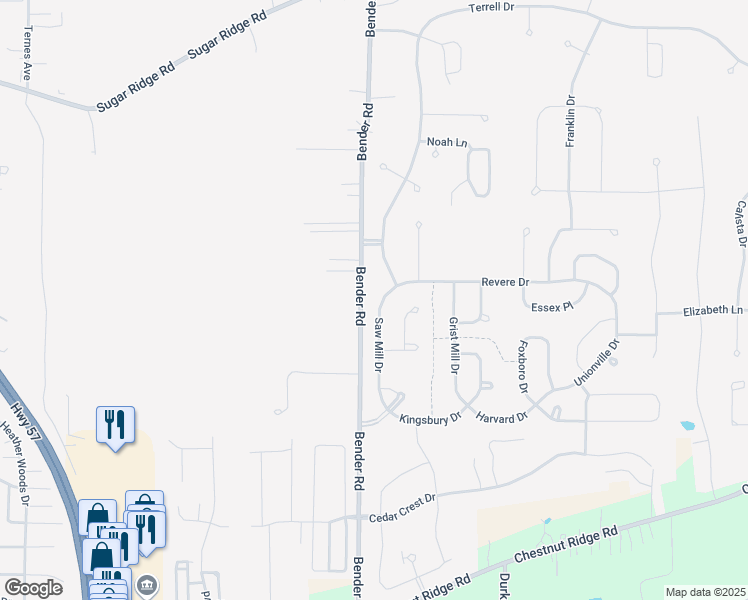 map of restaurants, bars, coffee shops, grocery stores, and more near 9328 Saw Mill Drive in North Ridgeville
