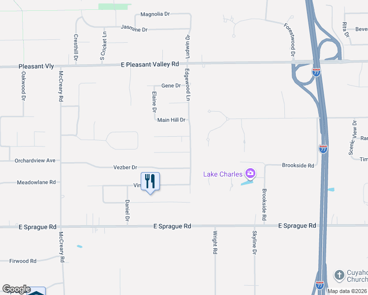 map of restaurants, bars, coffee shops, grocery stores, and more near 4880 Rollingview Drive in Seven Hills