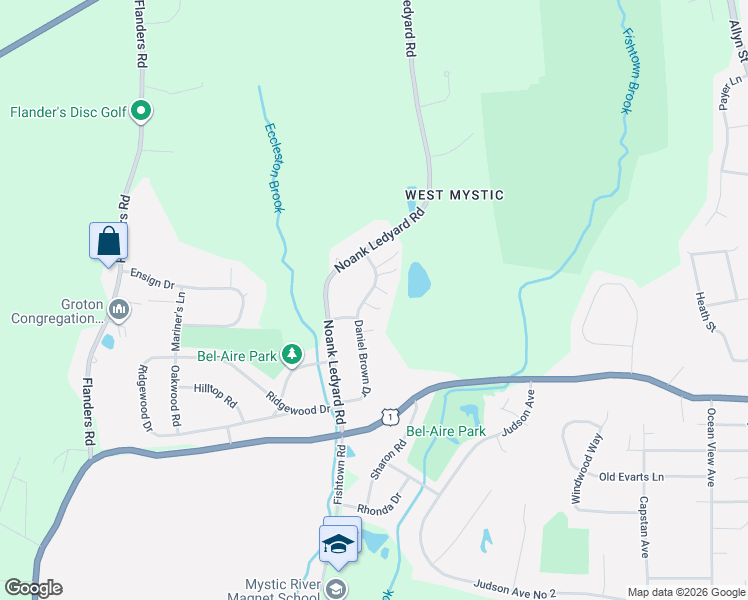 map of restaurants, bars, coffee shops, grocery stores, and more near 153 Daniel Brown Drive in Groton