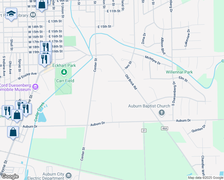 map of restaurants, bars, coffee shops, grocery stores, and more near 900 Griswold Court in Auburn