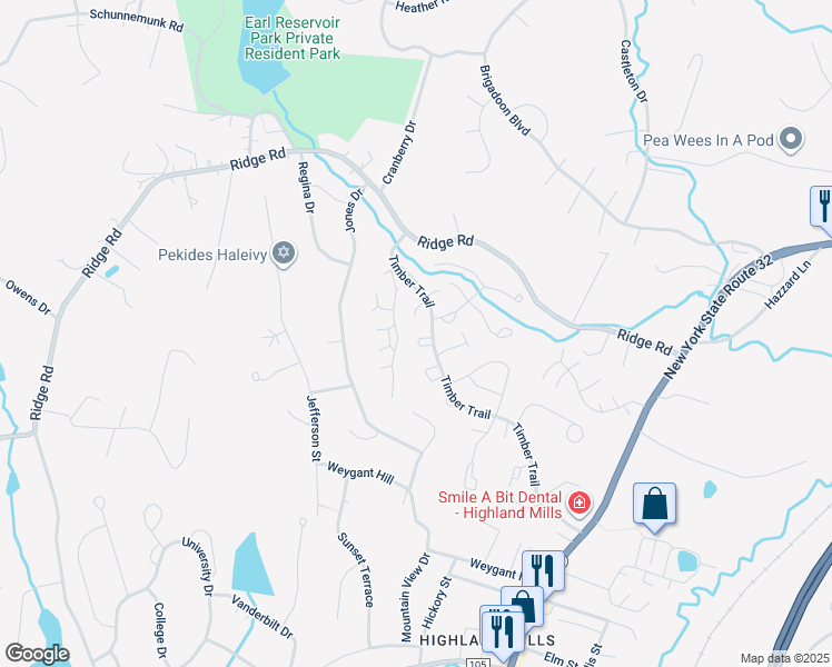 map of restaurants, bars, coffee shops, grocery stores, and more near 17 Cherry Court in Woodbury