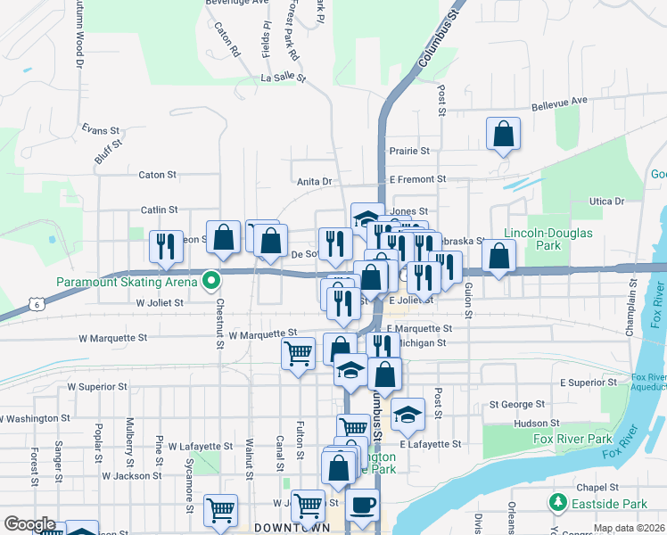 map of restaurants, bars, coffee shops, grocery stores, and more near 210 West Norris Drive in Ottawa
