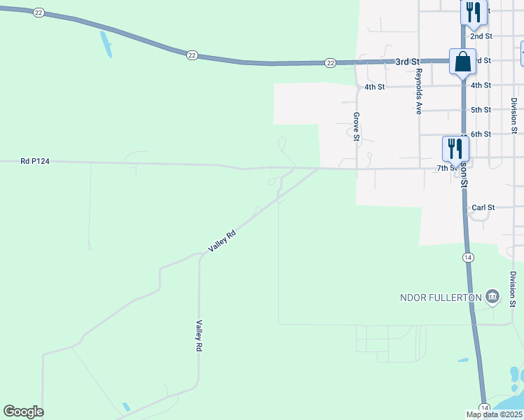 map of restaurants, bars, coffee shops, grocery stores, and more near 7th Street in Nance County