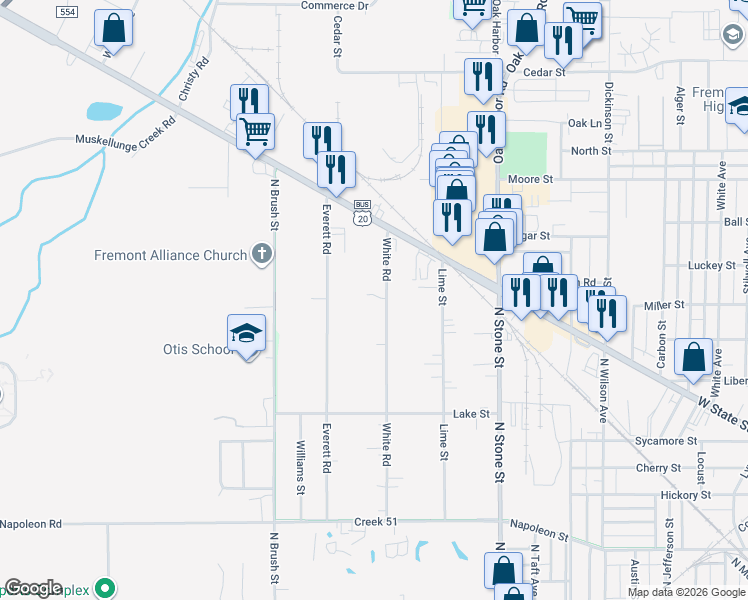 map of restaurants, bars, coffee shops, grocery stores, and more near 892 Meadow Lane in Fremont