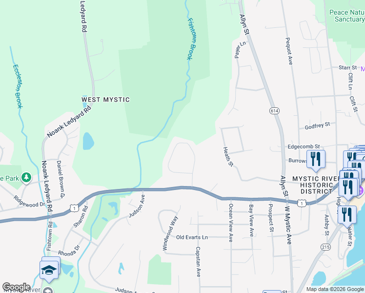 map of restaurants, bars, coffee shops, grocery stores, and more near 119 High Meadow Lane in Groton