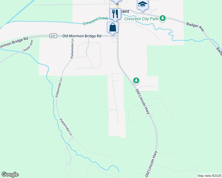map of restaurants, bars, coffee shops, grocery stores, and more near 402 Powell Lane in Crescent