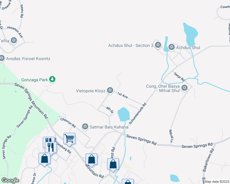 map of restaurants, bars, coffee shops, grocery stores, and more near 23 1st Avenue in Monroe