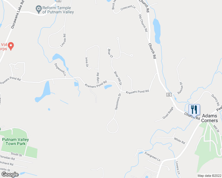 map of restaurants, bars, coffee shops, grocery stores, and more near 6 Sassinoro Drive in Putnam Valley