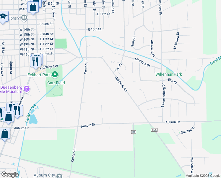 map of restaurants, bars, coffee shops, grocery stores, and more near 900 Griswold Court in Auburn