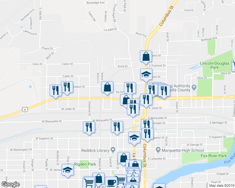 map of restaurants, bars, coffee shops, grocery stores, and more near 319 De Soto Street in Ottawa