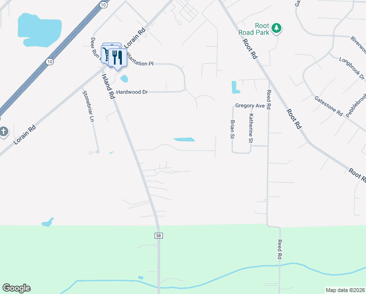 map of restaurants, bars, coffee shops, grocery stores, and more near 34532 Braemore Drive in North Ridgeville