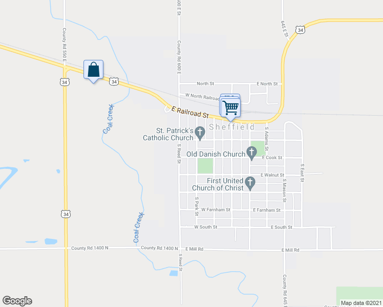 map of restaurants, bars, coffee shops, grocery stores, and more near 302 West Cook Street in Sheffield