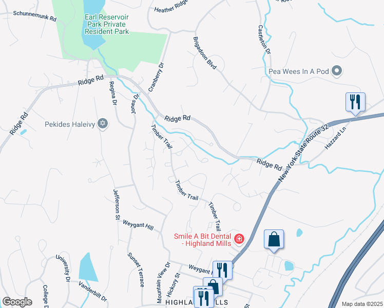 map of restaurants, bars, coffee shops, grocery stores, and more near 17 Helene Circle in Woodbury