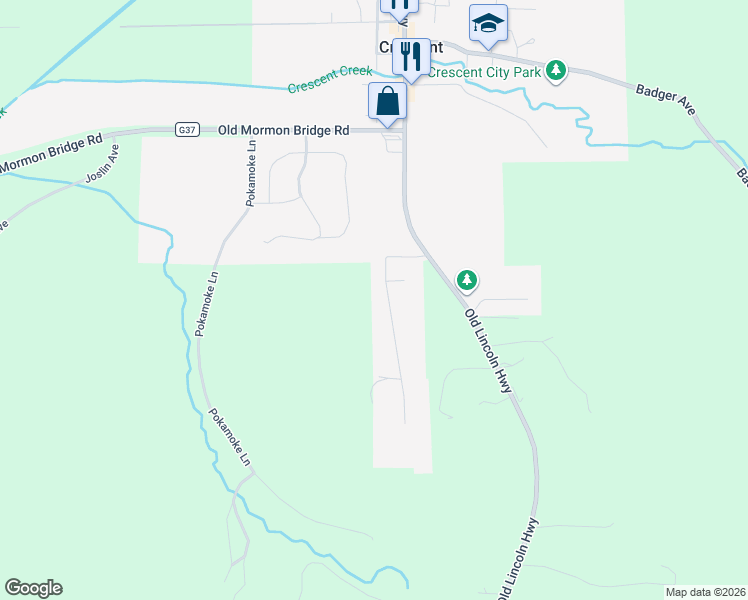 map of restaurants, bars, coffee shops, grocery stores, and more near 402 Powell Lane in Crescent