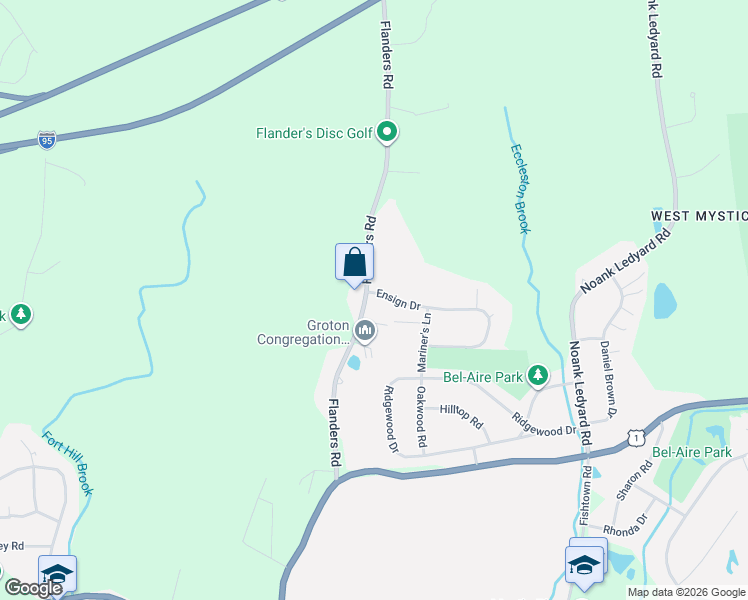 map of restaurants, bars, coffee shops, grocery stores, and more near 7 Ensign Drive in Groton