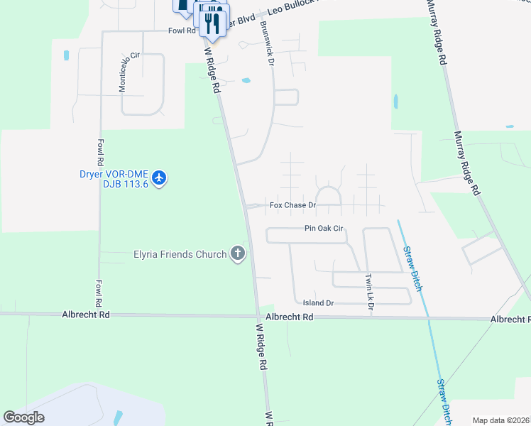 map of restaurants, bars, coffee shops, grocery stores, and more near 125 Kenny Brook Lane in Elyria