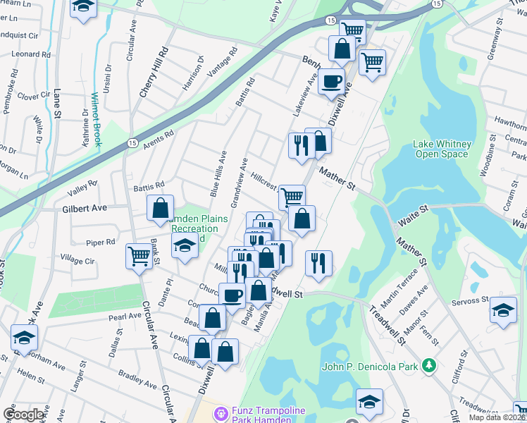 map of restaurants, bars, coffee shops, grocery stores, and more near 13 Saint James Street in Hamden