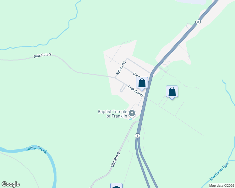 map of restaurants, bars, coffee shops, grocery stores, and more near 1232 Polk Cutoff in Polk