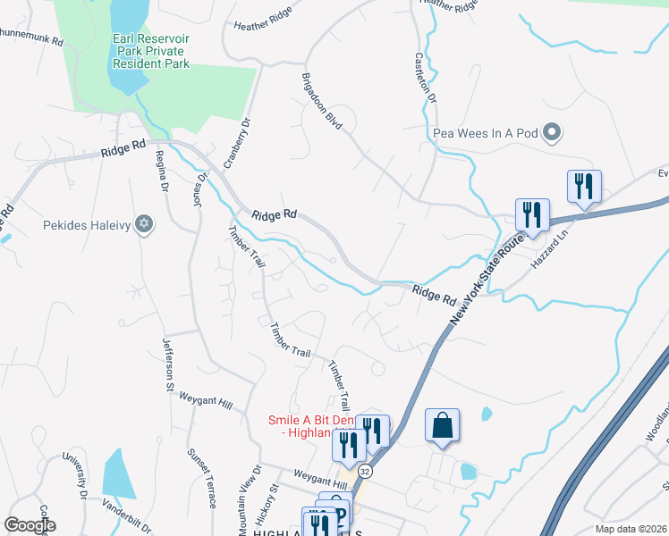 map of restaurants, bars, coffee shops, grocery stores, and more near 49 Ridge Road in Woodbury