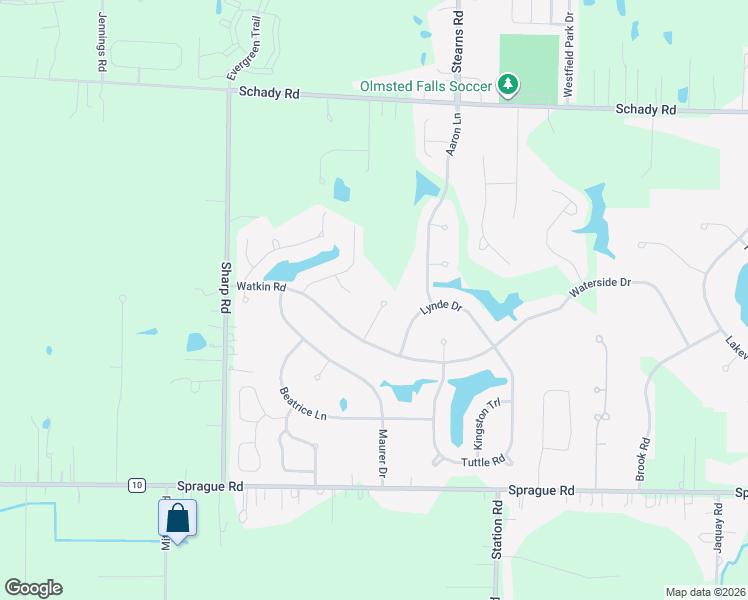 map of restaurants, bars, coffee shops, grocery stores, and more near 9310 Patterson Lane in Cuyahoga County