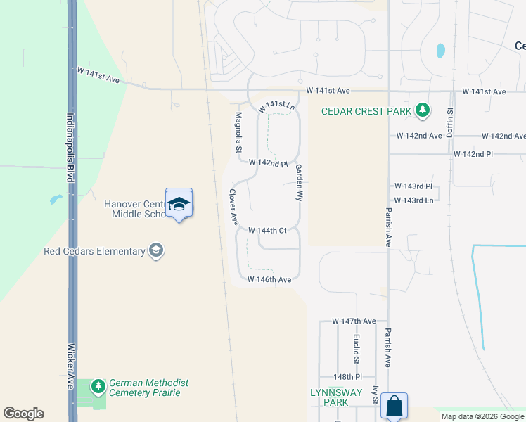 map of restaurants, bars, coffee shops, grocery stores, and more near in Cedar Lake