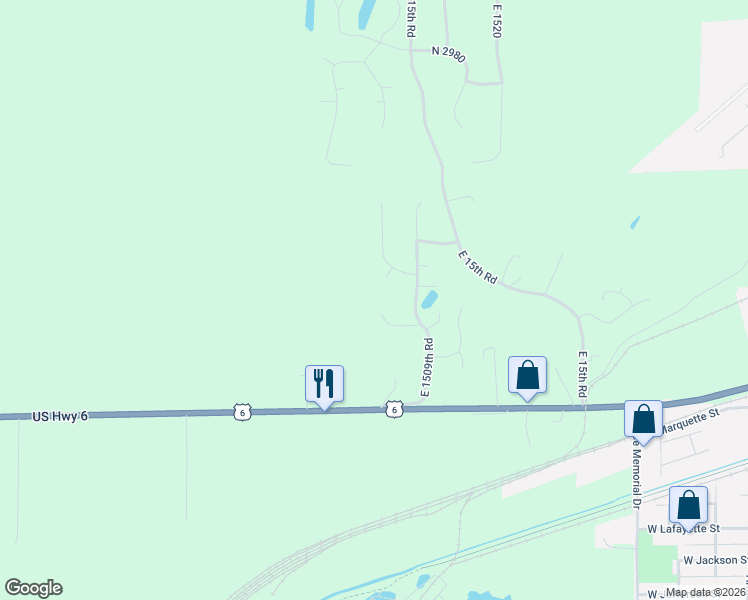 map of restaurants, bars, coffee shops, grocery stores, and more near 1492 North 2919th Road in Ottawa