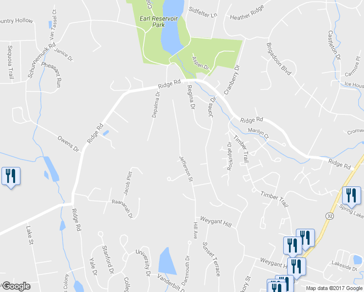 map of restaurants, bars, coffee shops, grocery stores, and more near 72 Jefferson Street in Woodbury