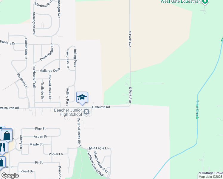 map of restaurants, bars, coffee shops, grocery stores, and more near 29340 South Park Avenue in Beecher