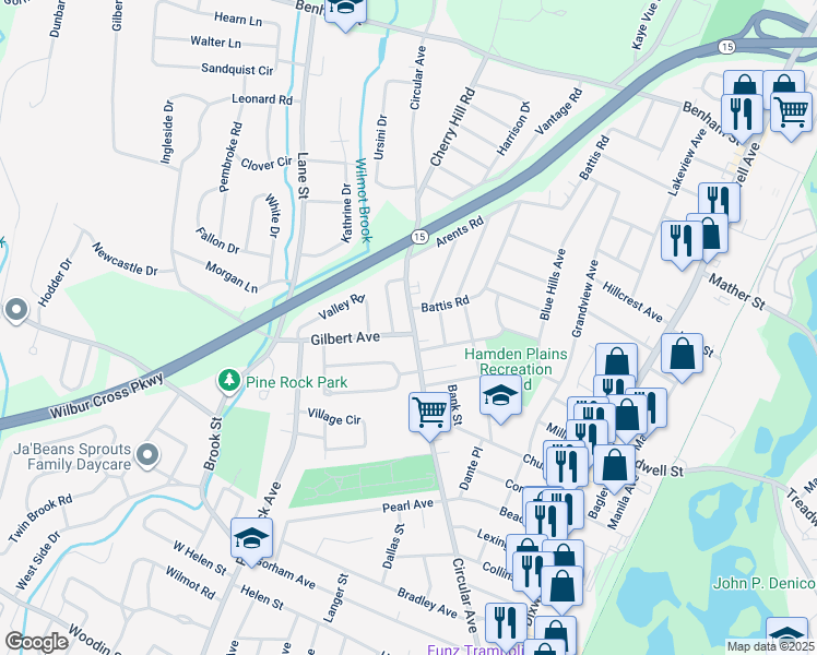 map of restaurants, bars, coffee shops, grocery stores, and more near 436 Circular Avenue in Hamden